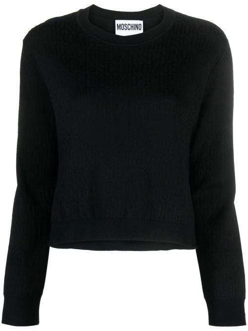 Monogram-jacquard virgin-wool jumper - Black