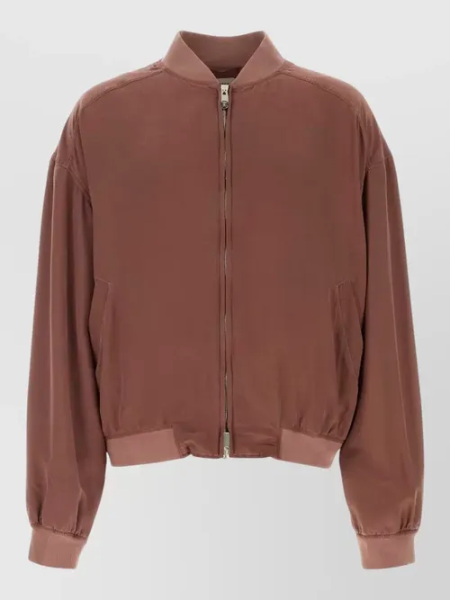 Versace - silk bomber jacket long sleeves ribbed tri