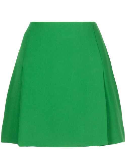 Slits silk mini skirt - Green
