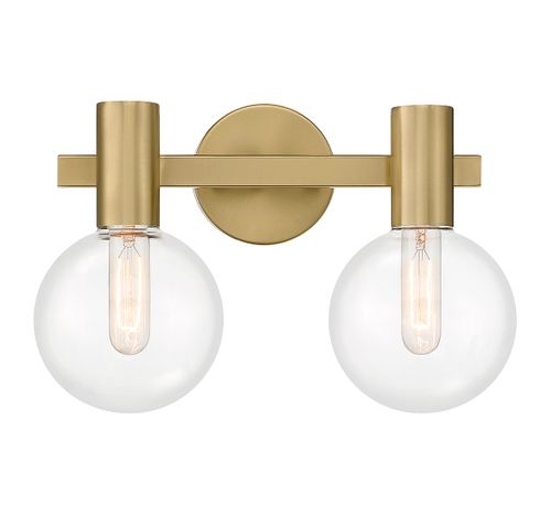 Warm Brass Two Light Bathroom Vanity from the Wright Collection