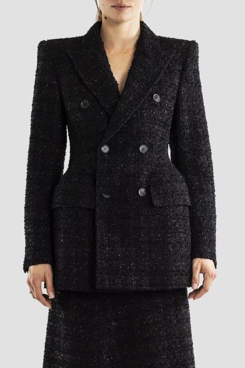 Bouclé Tweed Blazer — Black