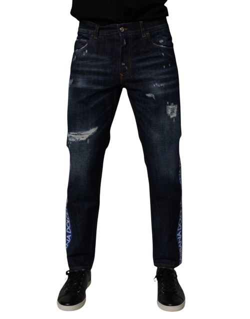 Distressed Skinny Denim Jeans — Navy