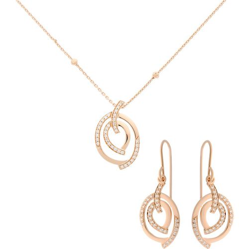 Orphelia 'Celine' WoMens 925 Sterling Silver Set: Chain-Pendant + Earrings - Rose SET-7114/RG - One Size