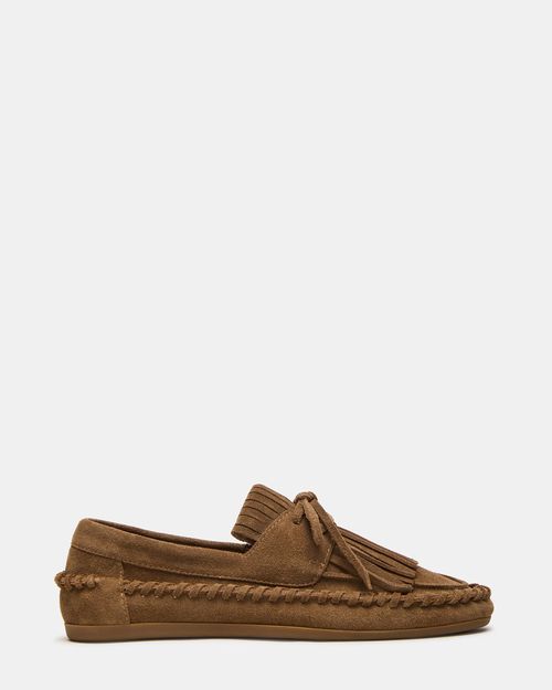 Steve Madden Women's Samual Boat Loafers - Chestnut Suede - - Microsuede