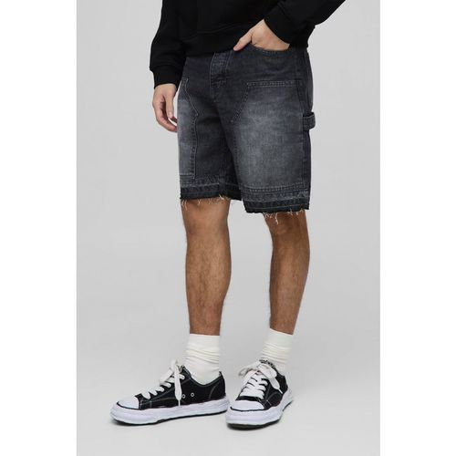 Mens Relaxed Fit Carpenter Antique Grey Denim Shorts, Grey