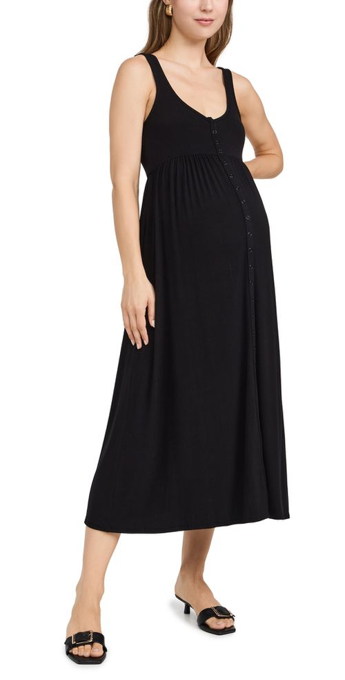 The Softest Rib Nursing Tank Dress Black