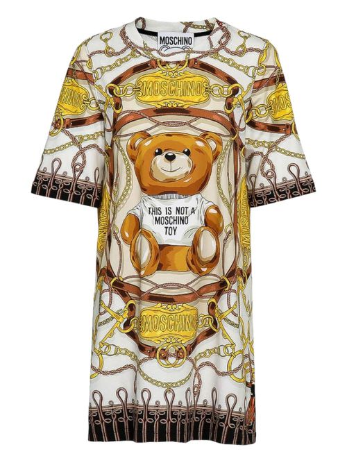 Bear-print dress - Neutrals