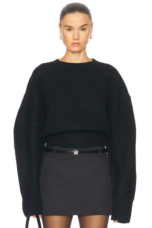 EAVES Arlet Crewneck Sweater in Black - Black.  XL also in