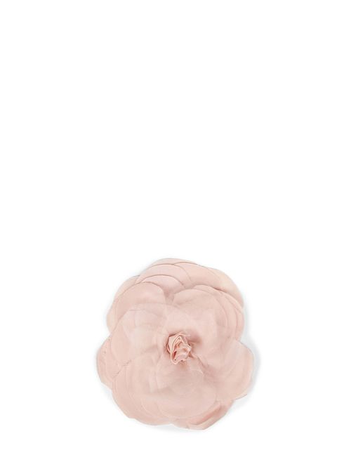 Floral Viscose & Organza Brooch — Pink