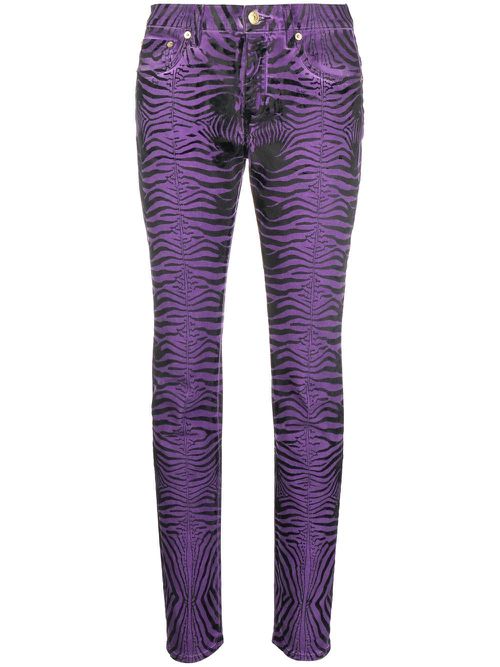 Tiger-stripes skinny trousers - Black