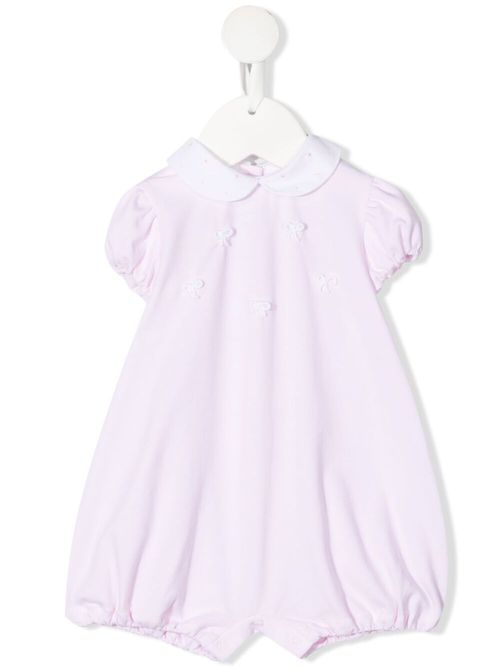 Bow-detail short-sleeved romper - Pink