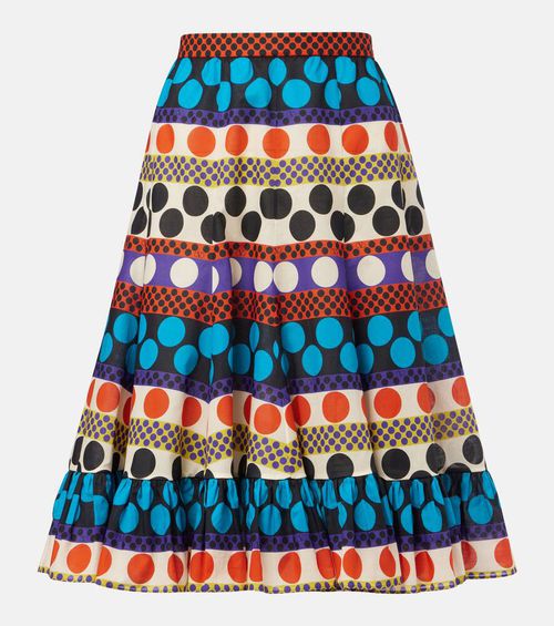 Printed cotton midi skirt