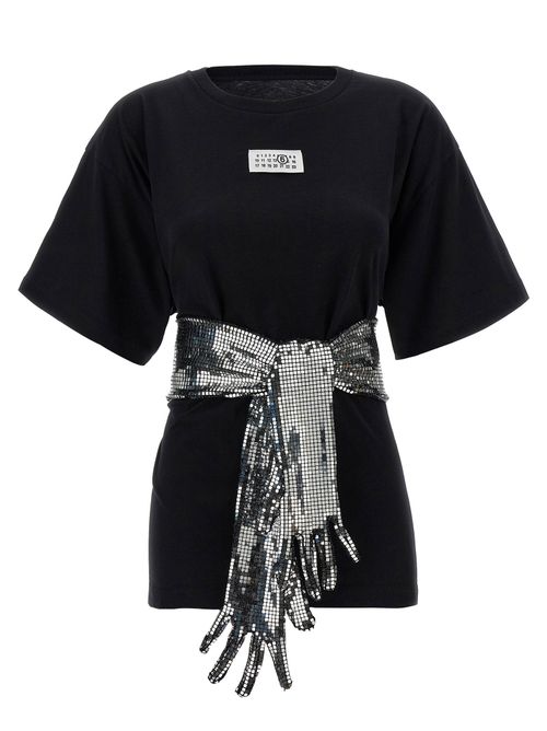 Sequin Glove Detail T-Shirt — Black