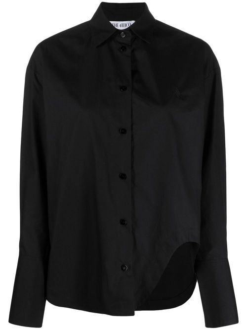 Eliza logo-embroidered cotton shirt - Black