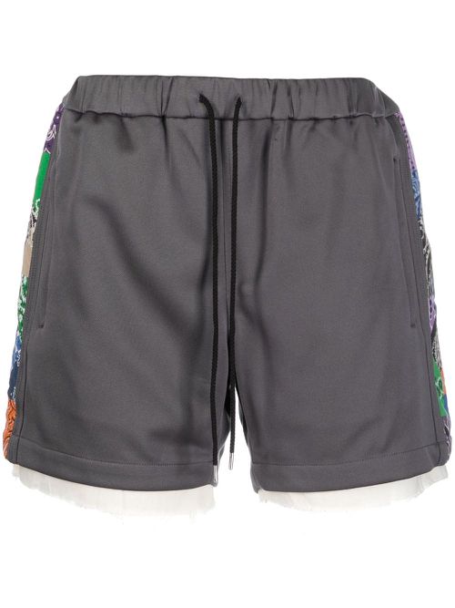 Drawstring-waistband bandana-print shorts - Grey