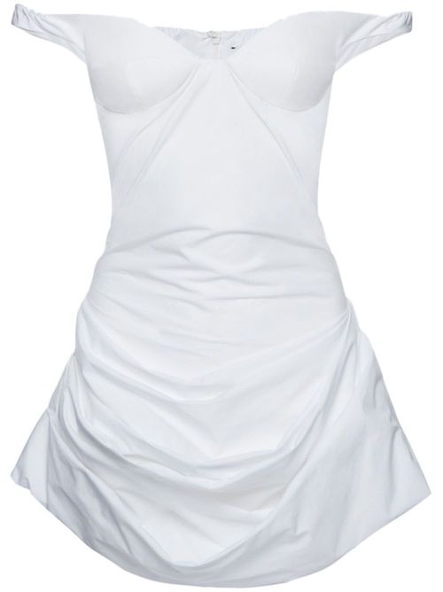 Draped poplin minidress - White