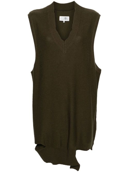 Sleeveless knitted minidress - Green