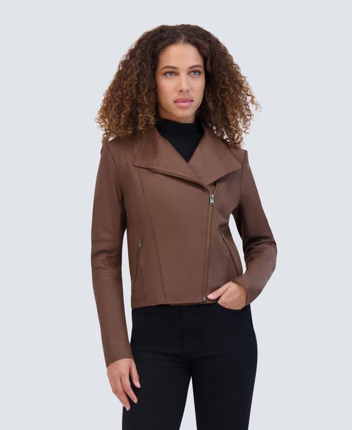 Women's Felix Moto Leather Jacket - Sepia