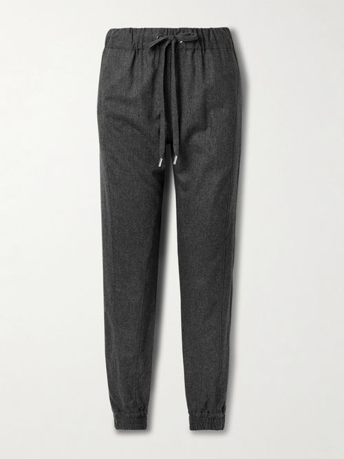 Valentina Stretch-wool And Cashmere-blend Tapered Track Pants - Gray