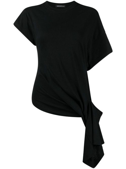 Asymmetric-design cotton T-shirt - Black