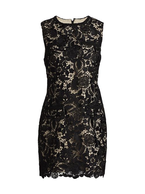 Women's Garden Lace Sheath Minidress - Black