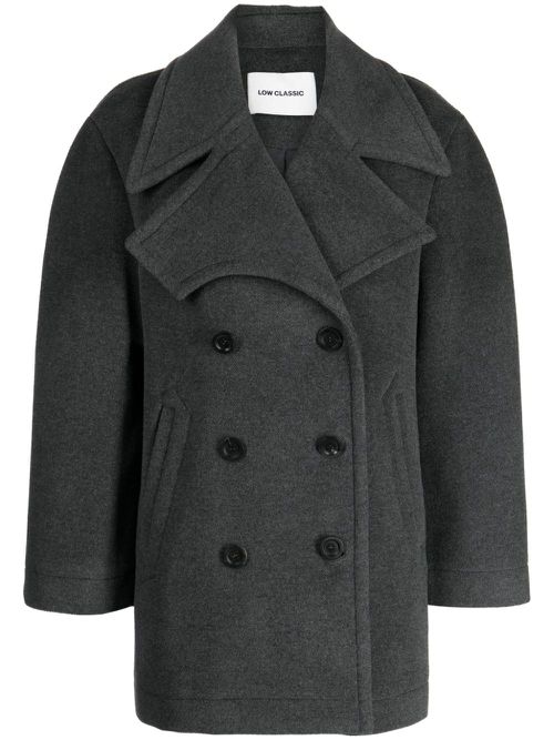Notched-lapels double-breasted coat - Grey