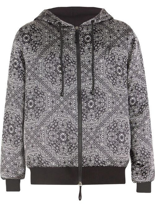 Paisley print hooded jacket - Black