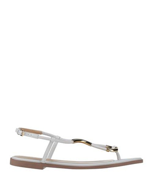 Woman Thong sandal White Size 6 Leather, Metal