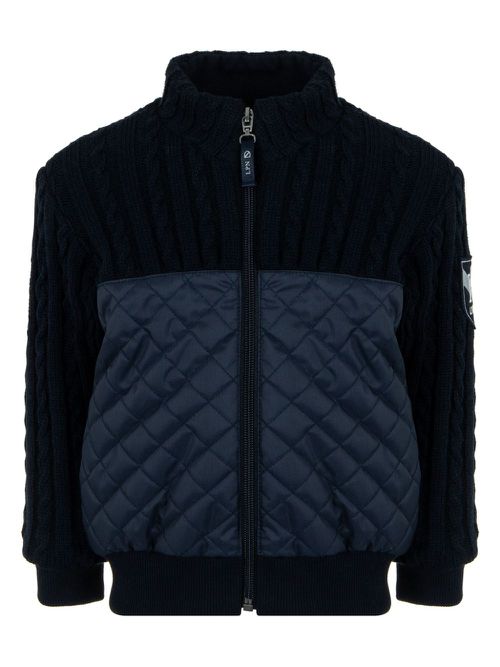 Logo-patch padded jacket - Blue