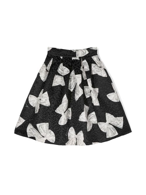 Bow-print flared skirt - Black