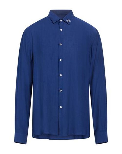 Family First Milano Man Shirt Blue Size XL Ramie, Polyamide