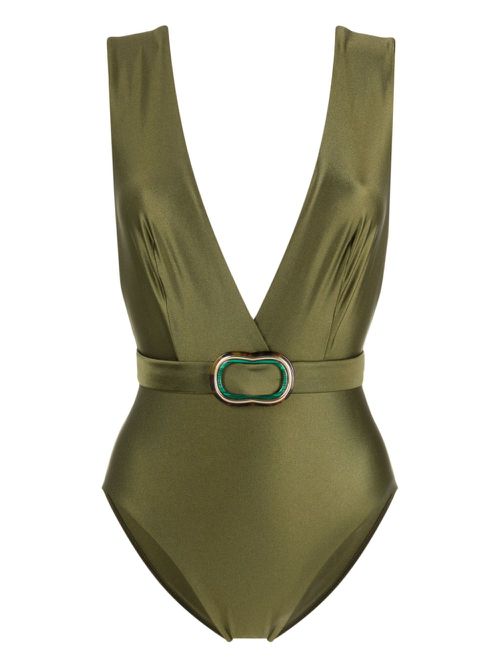 Junie belted plunge swimsuit - Green