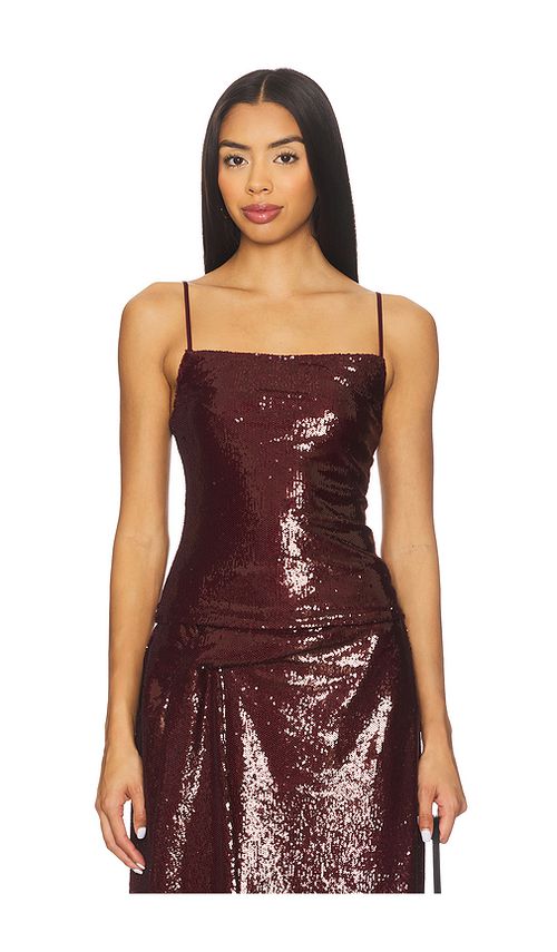 Kate Barton Sequin Column Tank Top in Burgundy. 6. Also
