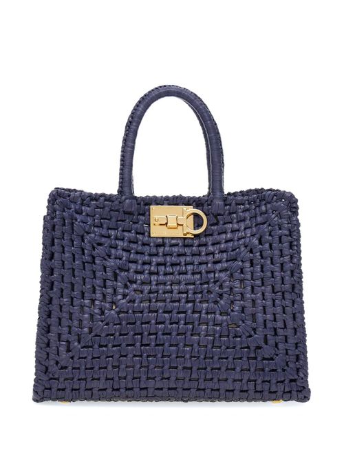 Studio raffia tote bag - Blue