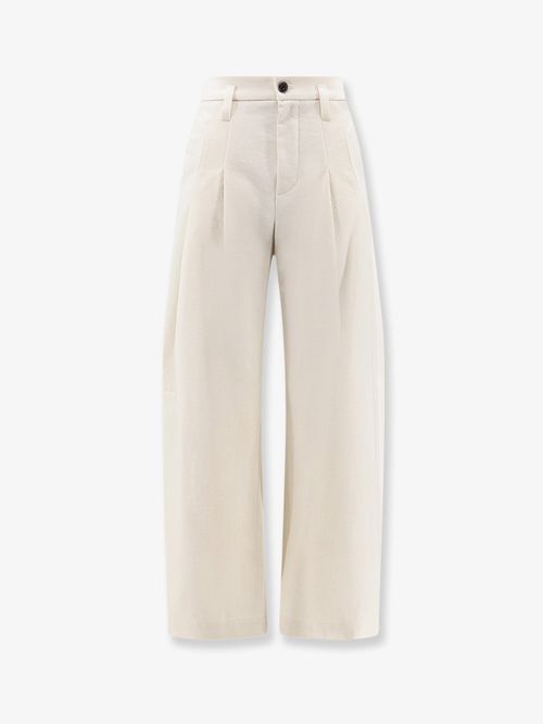 Monili-Embellished Baggy Trousers — White