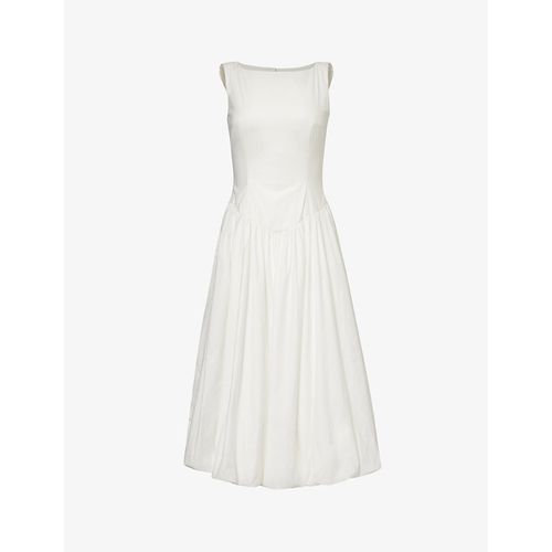 Womens White Elvira Boat-neck Stretch-organic Cotton Midi Dress