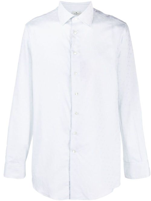 Patterned-jacquard cotton shirt - Green