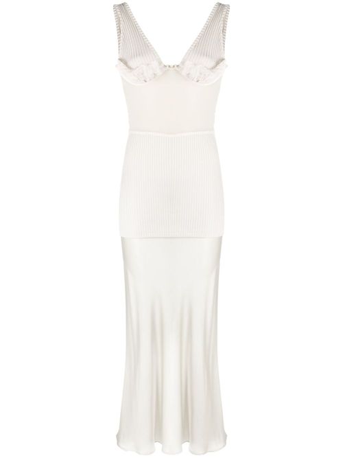 Panelled V-neck midi dress - Neutrals