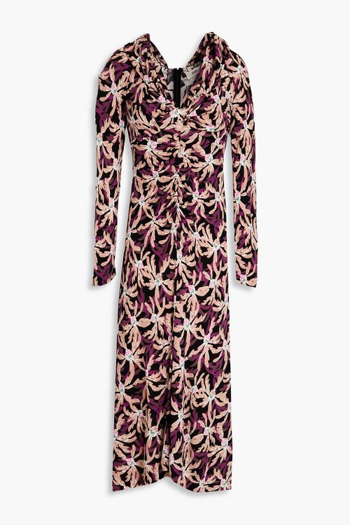 Sylviana ruched floral-print jersey midi dress