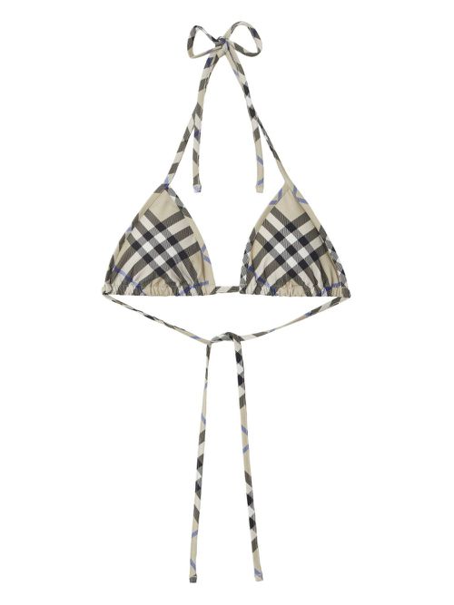Triangle-cup checked bikini top - Neutrals