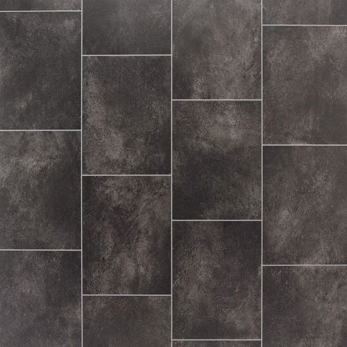 Black Tile Effect 2.3mm Cushion Backed Vinyl Flooring Sheet-2mX3m
