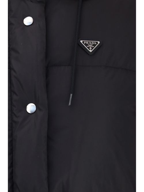 Padded High-Collar Down Jacket — Black