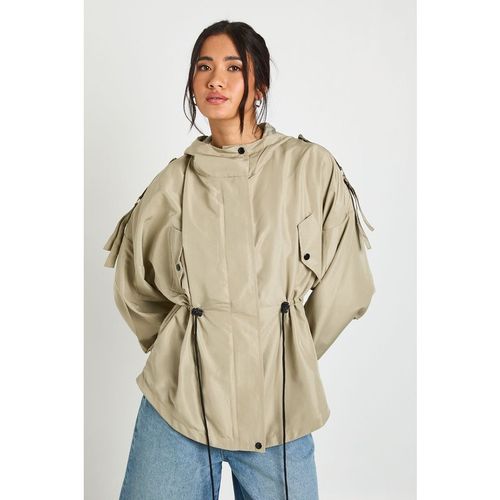 Boohoo Womens Hooded Festival Mac - Green