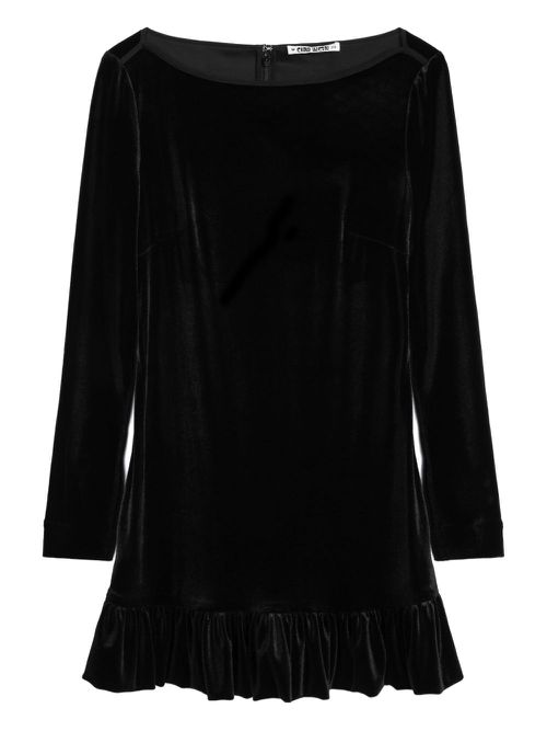 Ciao Lucia velvet ruffle-hem dress - Black