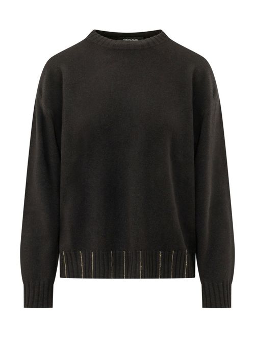 Black Solid Crew Neck Sweater
