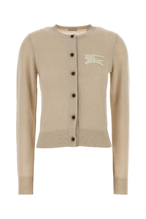 Beige Cotton And Wool Cardigan