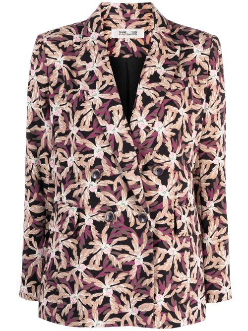 Gloria floral-pattern double-breasted blazer - Neutrals