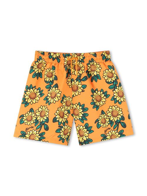 All-over floral print swimming shorts - Orange