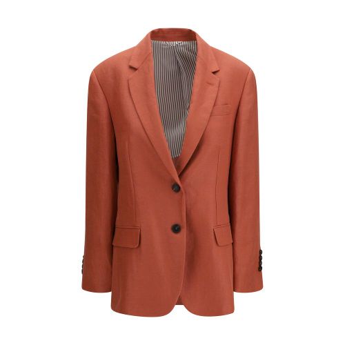 Single-Breasted Linen Blazer — Orange