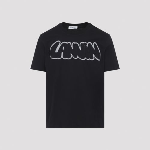 Embroidered Logo T-shirt Black Cotton Tshirt - Men